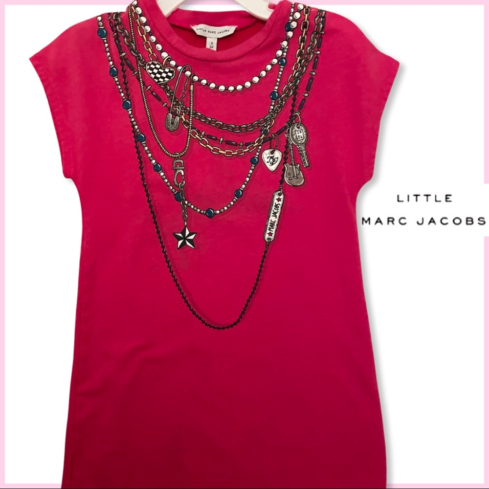 MARC JACOBS Dress - 3T Pink Logo Jeweled Necklace Shirt Dress Size 3 / 94
